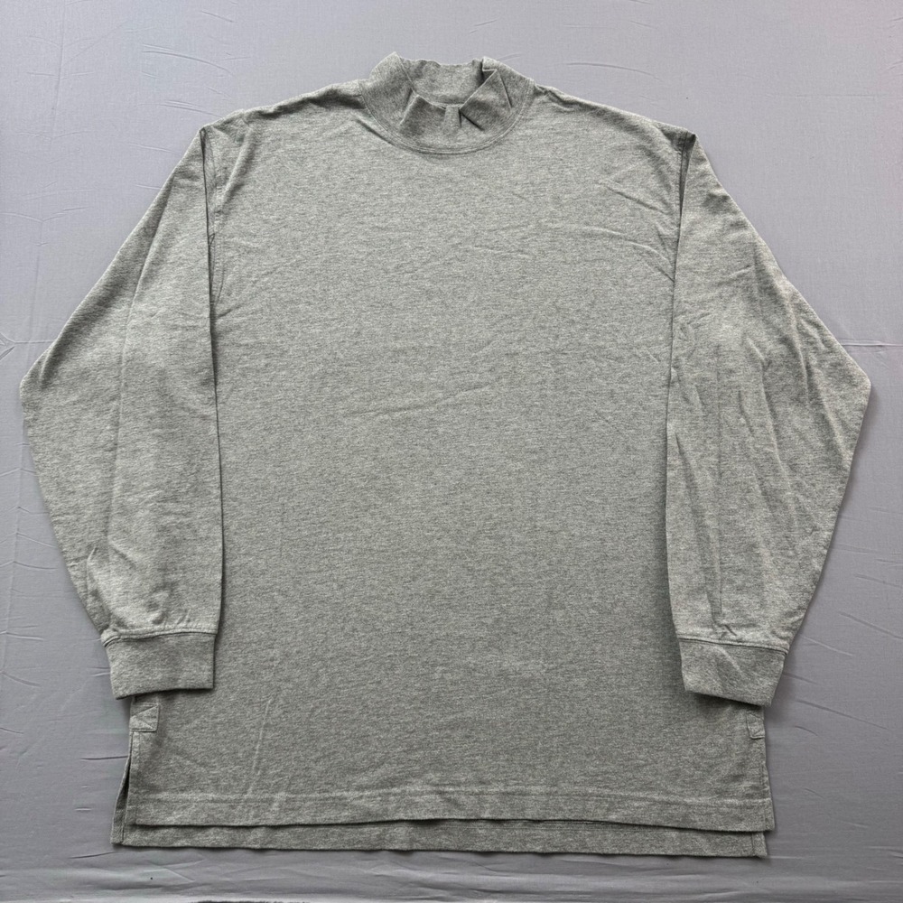 Duluth Trading Co Men Longtail T Mock Neck Long Sleeve Shirt Gray L 100 Cotton
